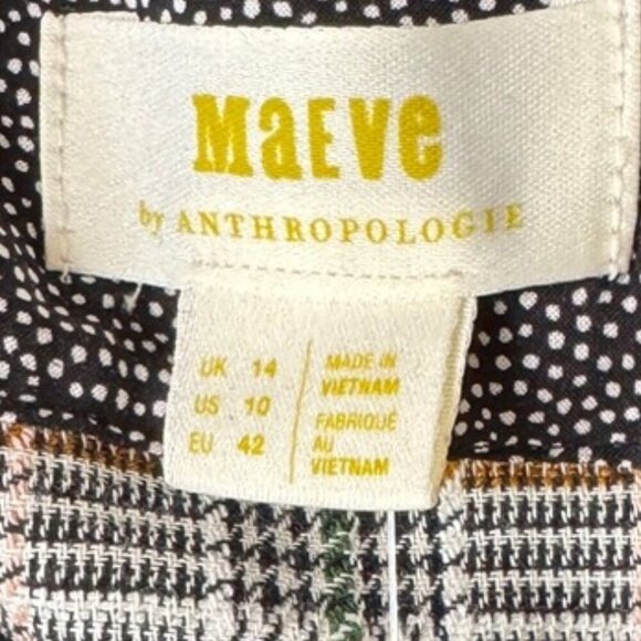 Maeve by Anthropologie Gray Multicolor Double Breasted Plaid Blazer  Size 10 - Picture 2 of 15